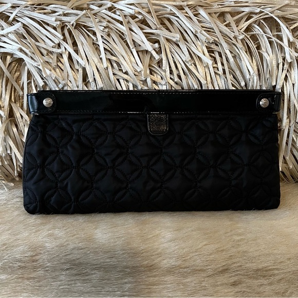 VERA BRADLEY Caviar Black Midnight Clutch Handbag Patient Leather Microfiber - Picture 8 of 13